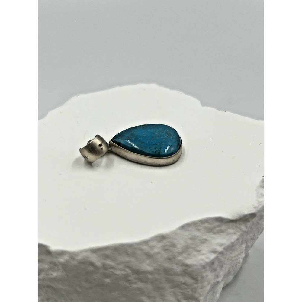 Kingman Turquoise Sterling Silver .925 Teardrop Pendant NWOT - Picture 11 of 11